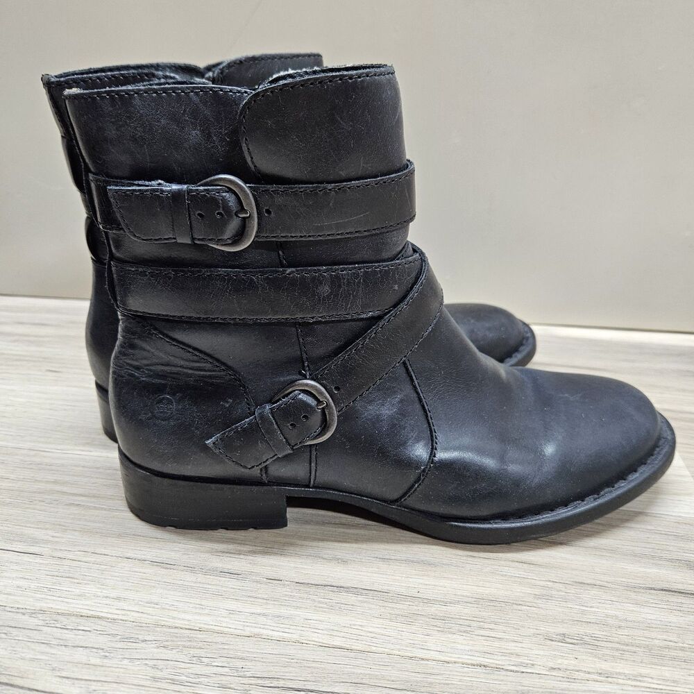 Born Womens Black Mcmillan Boots Size 7 Leather Ankle Bootie